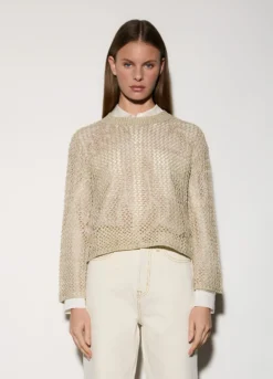 Maglia girocollo lavorata donna