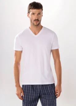 Maglietta intima scollo a V in cotone uomo