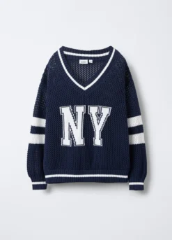 Maglione tricot misto cotone Fit Over ragazza