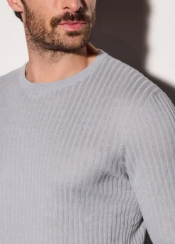Maglione a costa piatta in cotone e modal uomo