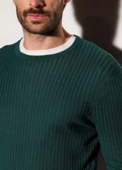 Maglione a costa piatta in cotone e modal uomo
