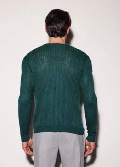 Maglione a costa piatta in cotone e modal uomo