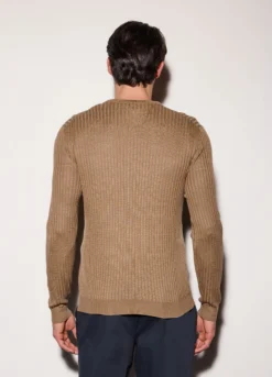 Maglione a costa piatta in cotone e modal uomo