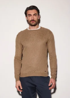 Maglione a costa piatta in cotone e modal uomo