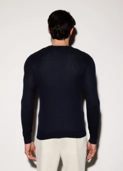 Maglione girocollo a costine uomo