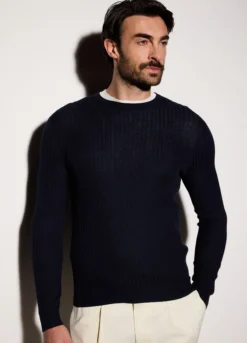 Maglione girocollo a costine uomo