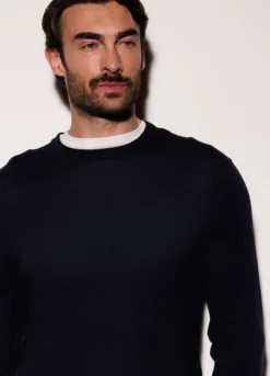 Maglione girocollo in lana merino uomo