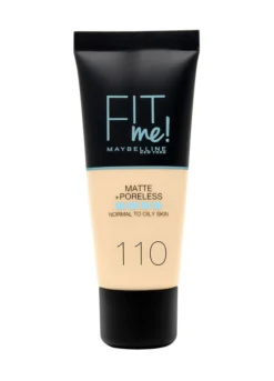Maybelline New York Fondotinta Fit Me Matte&Poreless, Finish Opacizzante e Fissante, Tonalità: 110 Porcelaine.