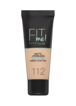 Maybelline New York Fondotinta Fit Me Matte&Poreless, Finish Opacizzante e Fissante, Tonalità: 112 Soft Beige.
