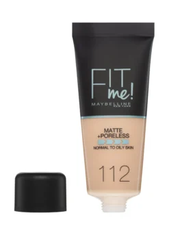Maybelline New York Fondotinta Fit Me Matte&Poreless, Finish Opacizzante e Fissante, Tonalità: 112 Soft Beige.