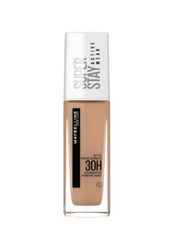 Maybelline New York Fondotinta Liquido SuperStay 30H Active Wear, Alta coprenza e lunghissima tenuta senza effetto maschera, Fawn (40), 30 ml.