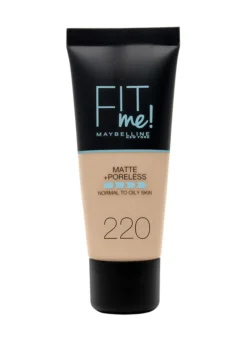 Maybelline New York Fondotinta Fit Me Matte&Poreless, Finish Opacizzante e Fissante, Tonalità: 220 Natural Beige.