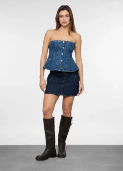 Minigonna in denim di puro cotone donna