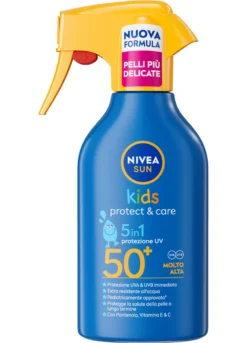 Nivea Sun Spray Solare Kids Protect & Care FP50+ 270 ml, Crema solare per bambini waterproof