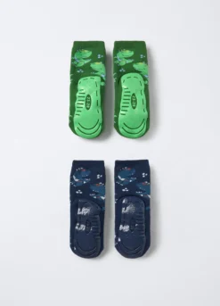 Pack 2 calze antiscivolo in spugna misto cotone bambino