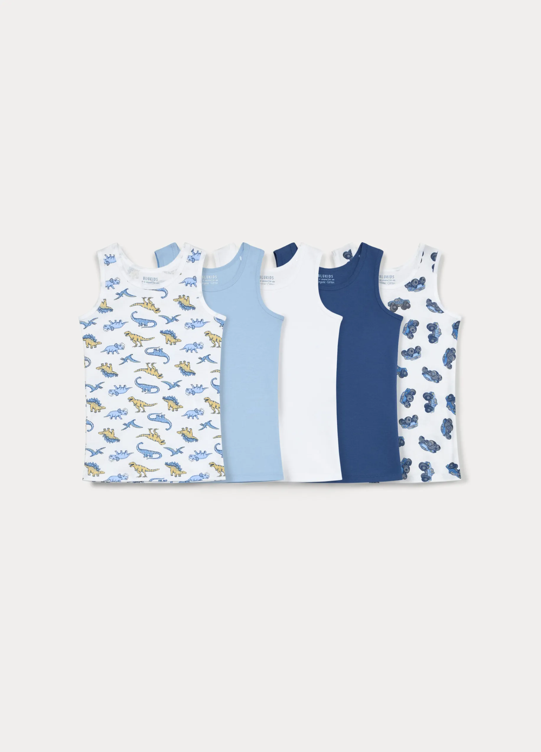 Pack 5 canotte in costina di puro cotone bambino
