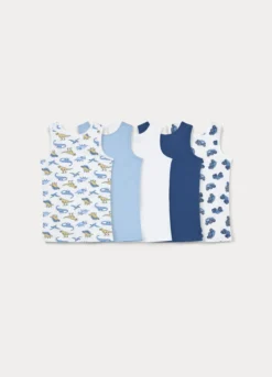 Pack 5 canotte in costina di puro cotone bambino