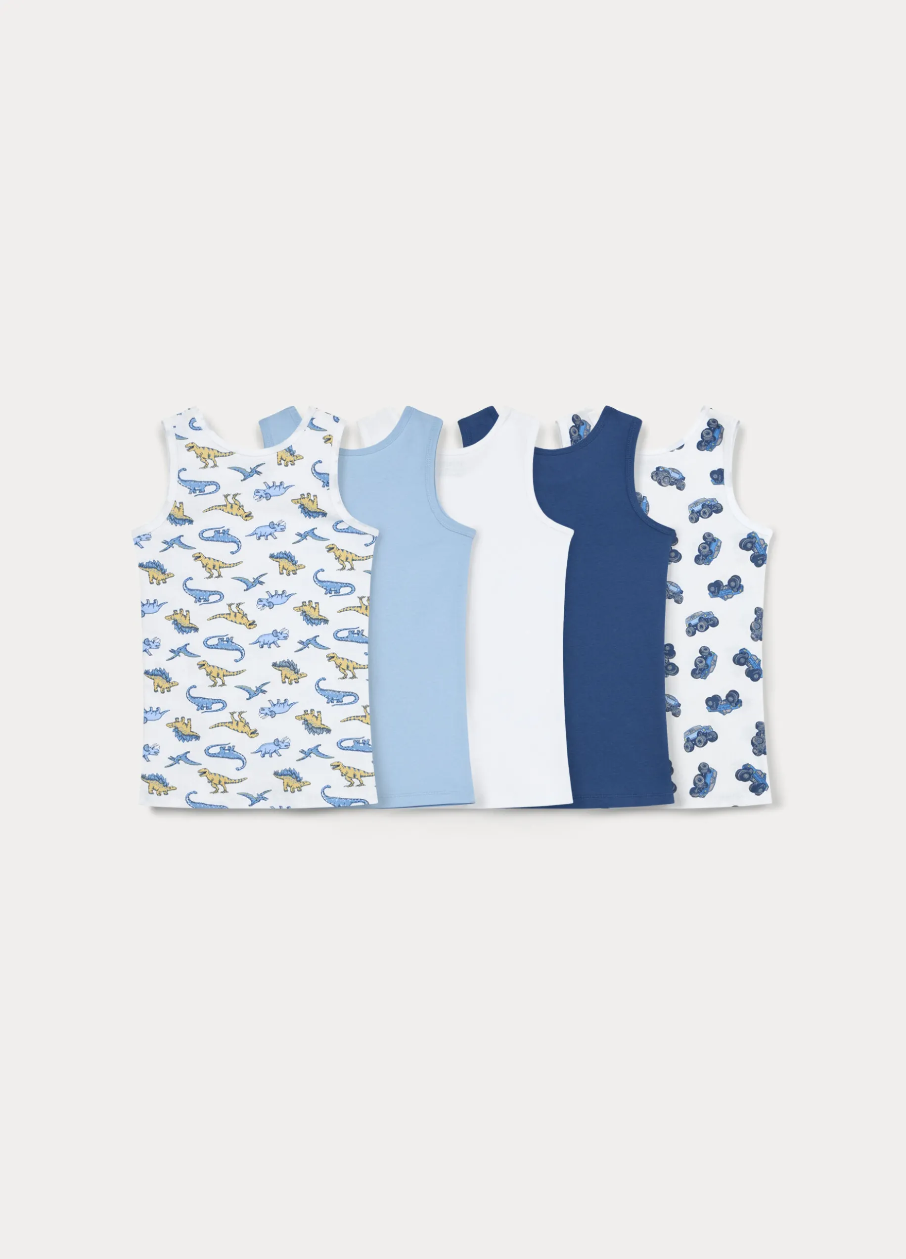 Pack 5 canotte in costina di puro cotone bambino