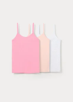 Pack 3 canotte in costina di puro cotone ragazza