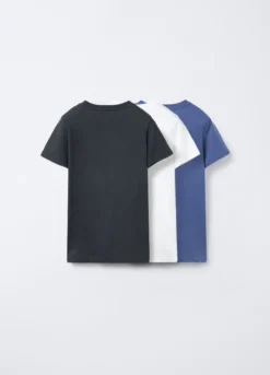 Pack 3 t-shirt in costina di puro cotone ragazzo