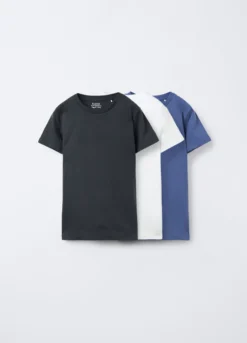 Pack 3 t-shirt in costina di puro cotone ragazzo