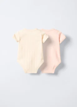 Pack 2 body incrociati in costina di cotone stretch neonata