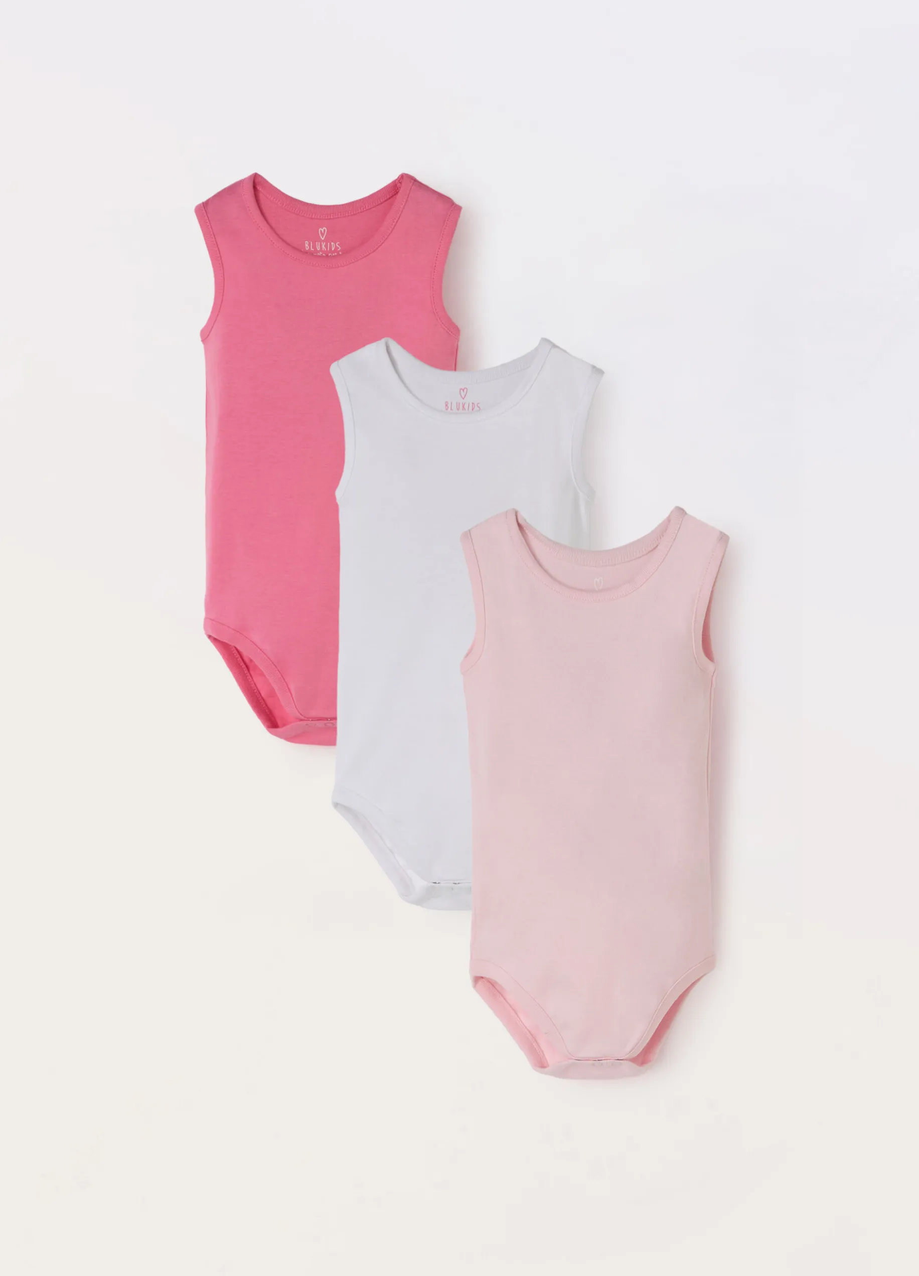 Pack 3 body smanicati in puro cotone neonata