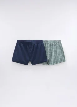 2 pack boxer in tela di cotone a quadri uomo