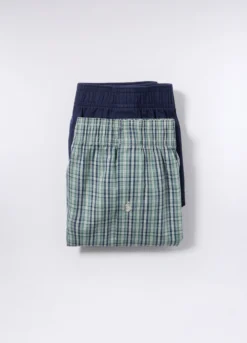 2 pack boxer in tela di cotone a quadri uomo