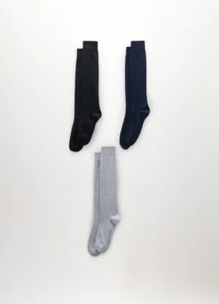 3 pack calze al ginocchio in misto cotone uomo