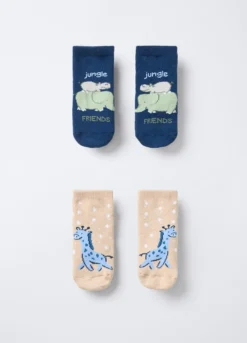 Pack 2 calze antiscivolo in spugna misto cotone