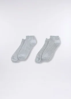 Pack 2 calze corte in costina di cotone stretch donna