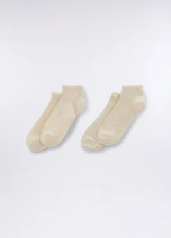 Pack 2 calze corte in costina di cotone stretch donna