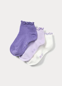 Pack 3 calze corte in costina misto cotone