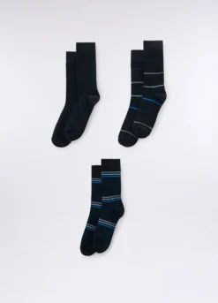 3 pack calze corte in cotone a righe uomo