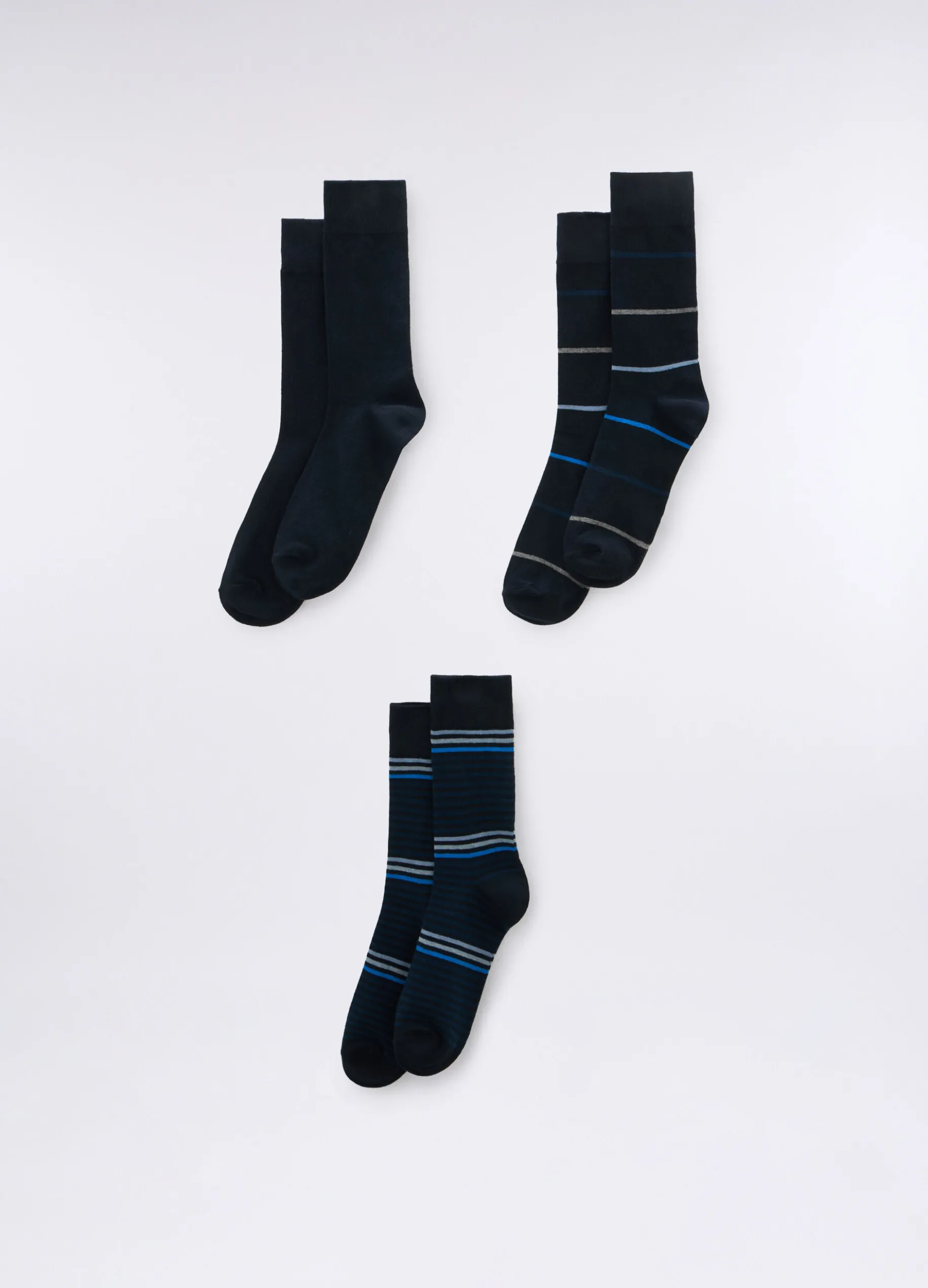 3 pack calze corte in cotone a righe uomo