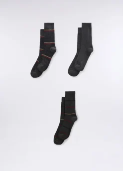3 pack calze corte in cotone a righe uomo