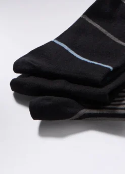 3 pack calze corte in cotone a righe uomo