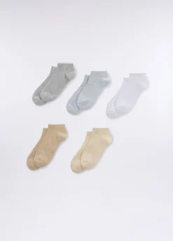 Pack 5 calze corte in cotone stretch donna