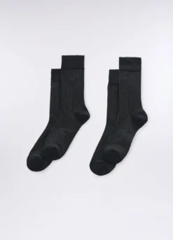 2 pack calze corte in cotone stretch a righe uomo