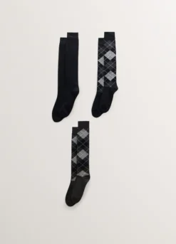 3 pack calze lunghe con motivo Argyle uomo