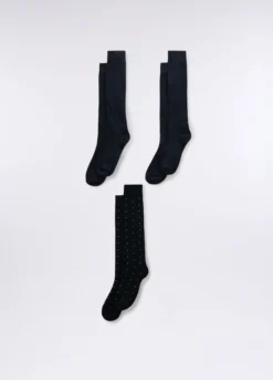 3 pack calze lunghe con pois uomo