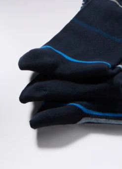3 pack calze lunghe in cotone a righe uomo