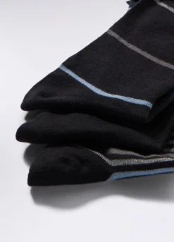 3 pack calze lunghe in cotone a righe uomo