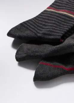 3 pack calze lunghe in cotone a righe uomo