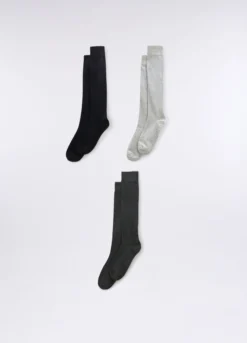 3 pack calze lunghe in cotone stretch uomo