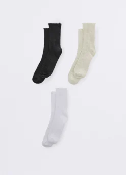 Pack 3 calze midi in costina misto cotone donna