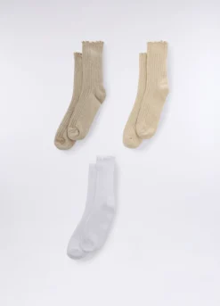 Pack 3 calze midi in costina misto cotone donna