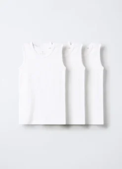Pack 3 canotte in costina di puro cotone