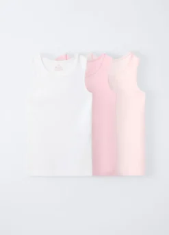 Pack 3 canotte in costina di puro cotone bambina